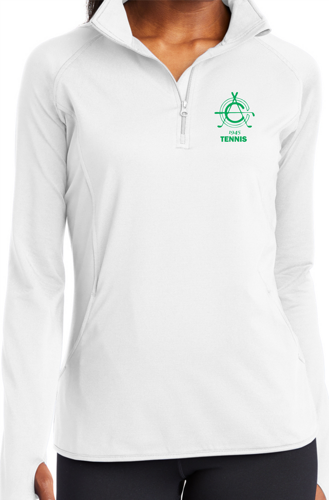 Argyle Tennis Ladies White Sport-Wick Stretch 1/4-Zip Pullover