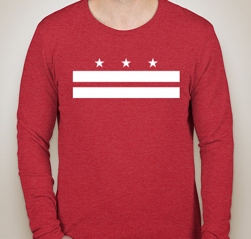 Vintage Red DC Flag Tri-Blend Long Sleeve