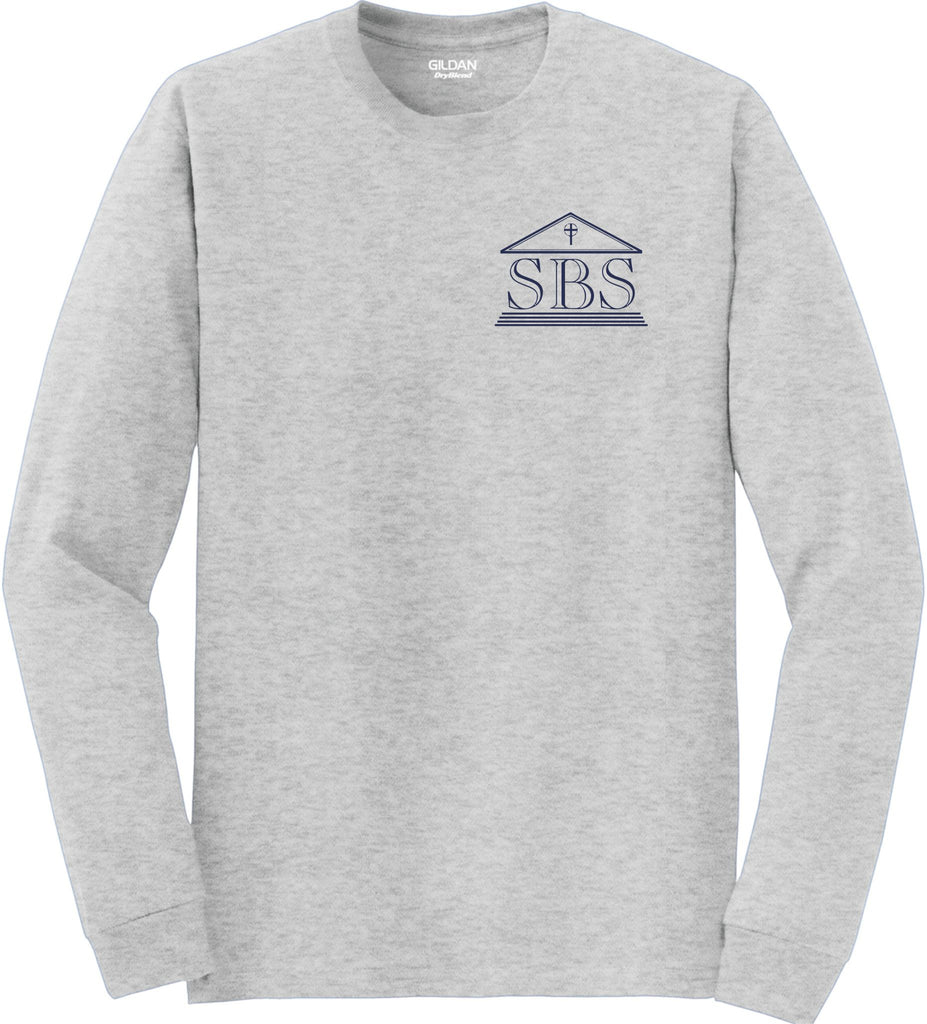 SBS Ash Gray Long Sleeve T-Shirt with logo