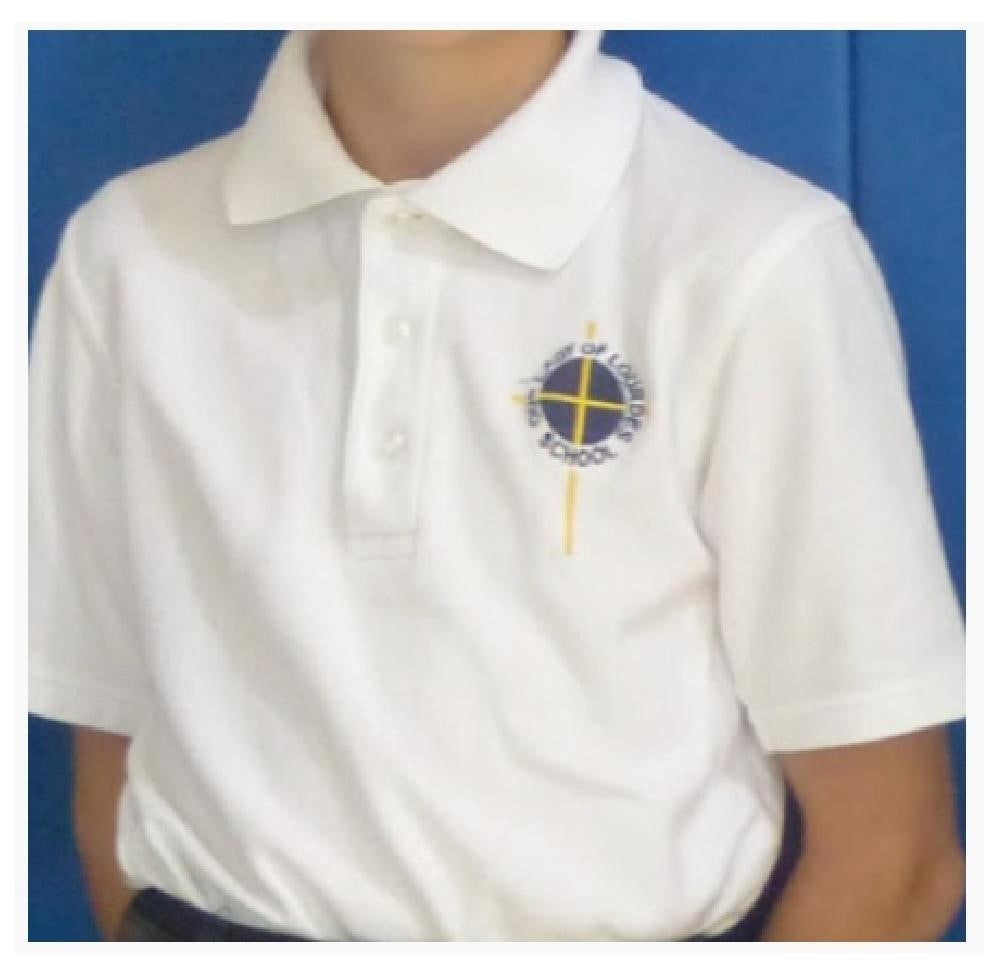 White Short Sleeve Polo Shirt with Logo- K-8 Uniform